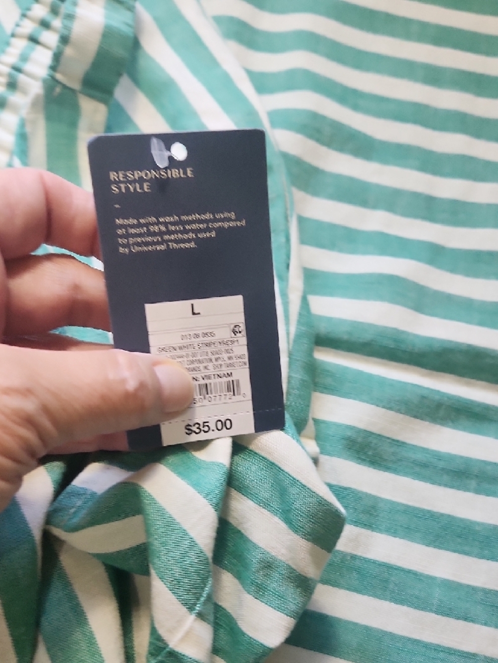 Green and White Striped Maxi Dress - Picture 3 of 11